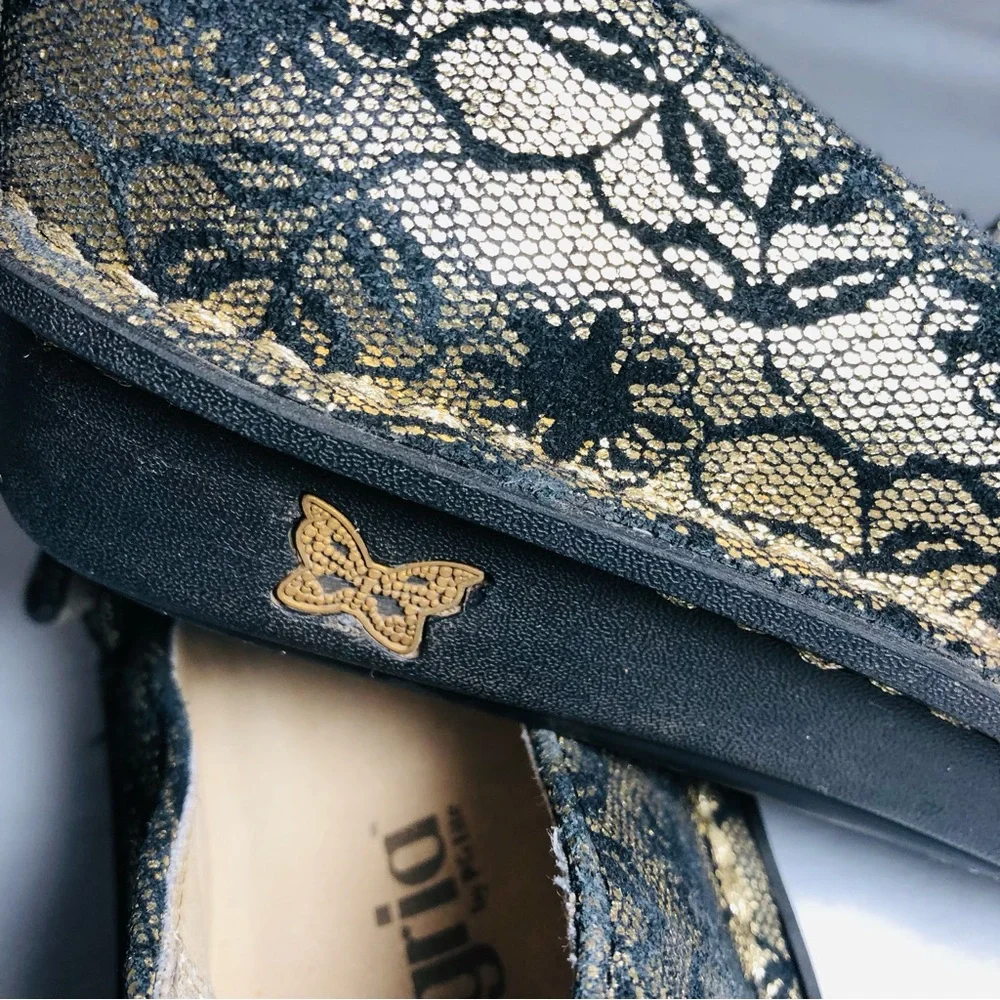 Alegría Paloma Gold and Black with Elegant Lace Overlay EU 35 US 5/5.5